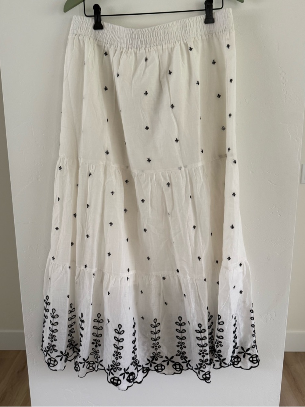Anthropologie Chelsea & Theodore 100% Cotton Embroidered Maxi Skirt